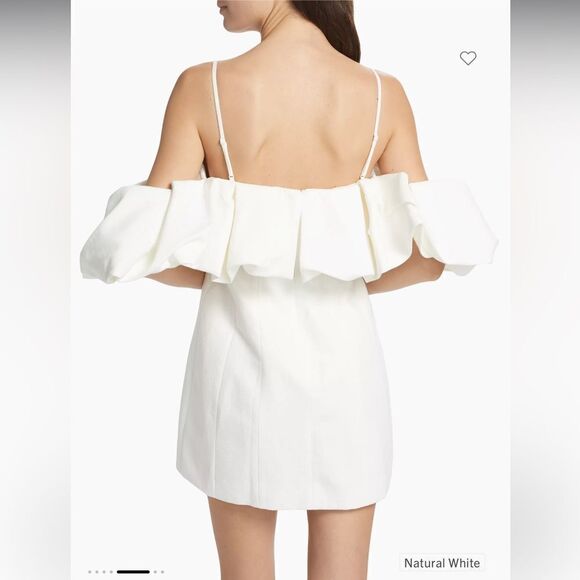 NWT SIMKHAI Puffed Off-The-Shoulder Minidress Natural White Size 10 - Picture 5 of 12